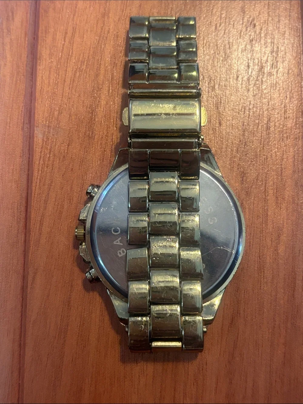 Geneva Gold-Tone Men's Wristwatch with Black Accents
